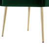 Fergo Dining Chair, Set of 2, Emerald Velvet, Armless, Leg: Gold