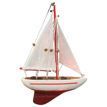 Sailboat Christmas Tree Ornament, Red, 9"