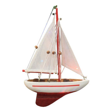 Sailboat Christmas Tree Ornament, Red, 9"