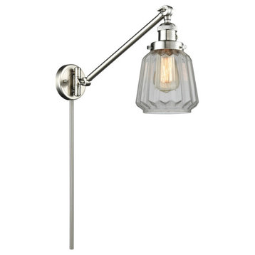 Chatham 1-Light Swing Arm Light, Brushed Satin Nickel, Glass: Clear