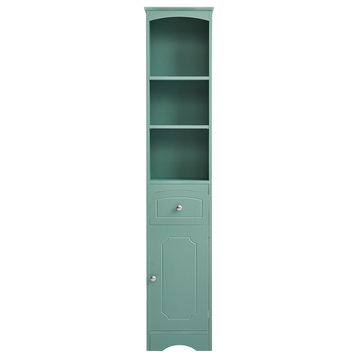 67" Tall Freestanding Bath Storage Cabinet, Adjustable Shelves