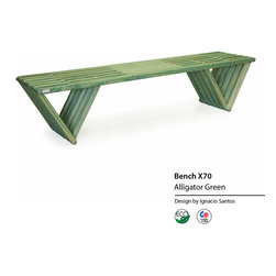 Backless solid Wood Modern Design Bench 70 by GloDea - Indoor Benches