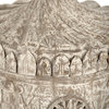 Lea Wooden Urn, Antique White, Distressed Off-White