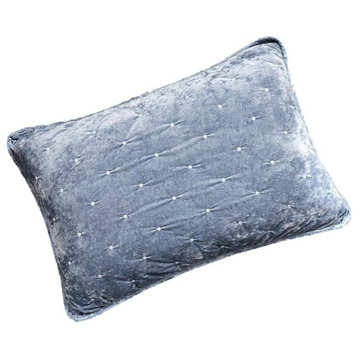 Velvet Dreams Light Blue Plush Diamond Tufted Bedspread, 20x30