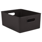 Superio - Superio Ribbed Storage Bin, Plastic Storage Basket, Brown, 15 L - Organizing your space with these colorful storage bins, from baby clothes to living room extra organization, keep your surroundings neat and tidy. The storage basket comprises thick plastic with a built-in handle with a ribbed design and solid construction, ideal for organizing closet and pantry items.