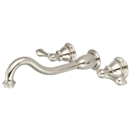 Elegant Spout Wall Mount Vessel/Lavatory Faucet, Lever handles