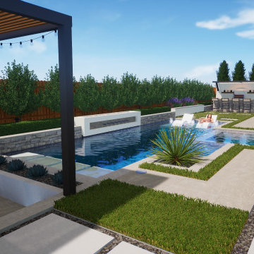 Modern Pool & Spa Outdoor Living – 3D Visualization