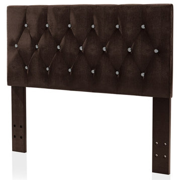 Bowery Hill Contemporary Faux Leather Full/Queen Headboard in Brown