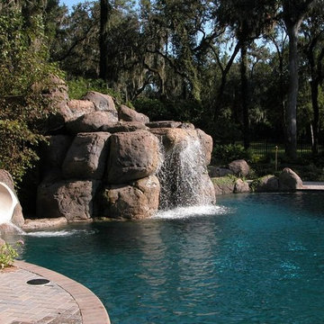 Tropical Pool with Natural Grotto Feature
