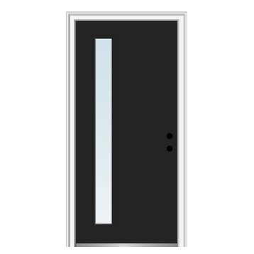 36"x80" 1-Lite Clear LH-Inswing Painted Fiberglass Front Door, 6-9/16" Frame