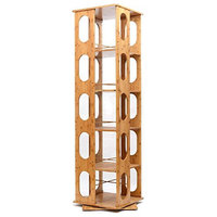 Bamboo Wood 5-Shelving Bookshelf, Revolving Bookcase Organizer Cabinet Rack, 57.