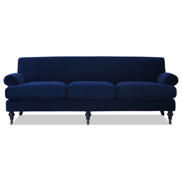 Alana Lawson Three-Cushion Tight Back Sofa, Navy Blue Velvet