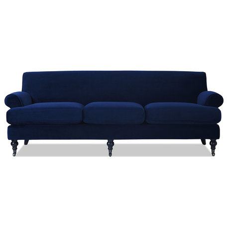 Alana Lawson 88" 3-Cushion Tight Back Sofa, Navy Blue Velvet