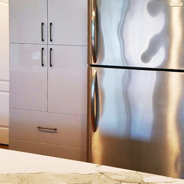 Glass Door Wall Cabinet and Chrome HG Base Cabinet