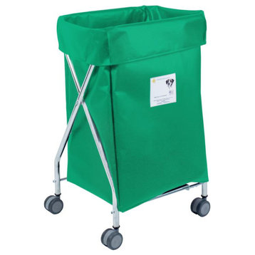 Narrow Collapsible Hamper with Forest Green Vinyl Bag
