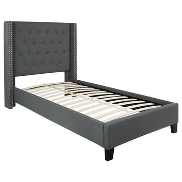 Flash Furniture Riverdale Upholstered Twin Platform Bed in Dark Gray
