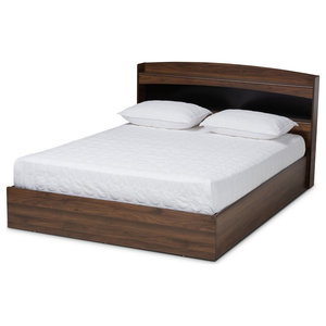 Baxton Studio Tristan Queen Size Walnut Wood 1 Drawer Wood Platform Storage Bed Transitional Platform Beds By Hedgeapple Houzz