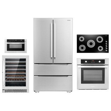 5PC, 36" Cooktop 24" Wine Cooler 24" Wall Oven 24" Microwave & Refrigerator