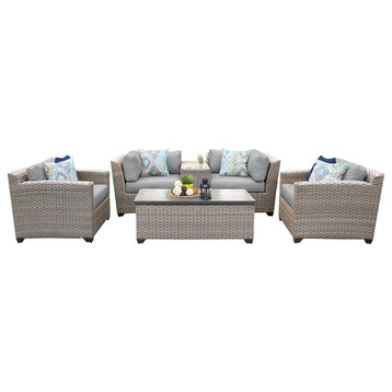 Florence 6 Piece Outdoor Wicker Patio Furniture Set 06d, Gray