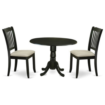 Atlin Designs Wood Dining Set with Fabric Seat in Black