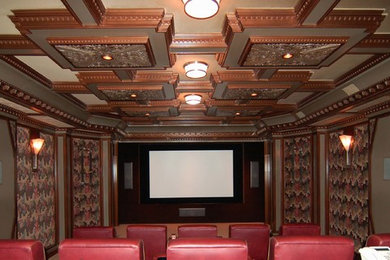 Inspiration for a 1960s home theater remodel in New York