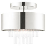 Livex Lighting - Livex Lighting Orenburg 3 Light Polished Nickel Semi-Flush - A dramatic addition in this sophisticated contemporary ceiling mount brings a sense of luxury. Crystal rods hang below the polished nickel shade which creates a stunning visual aesthetic.