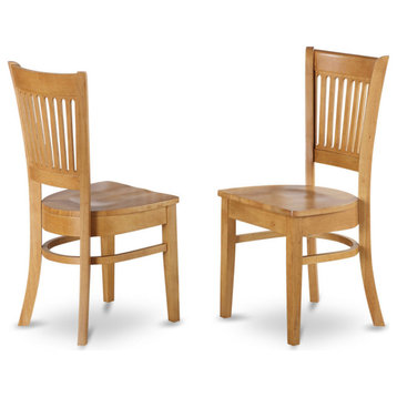 Vancouver Wood Seat Kitchen Dining Chairs, Oak Finish Set of 2