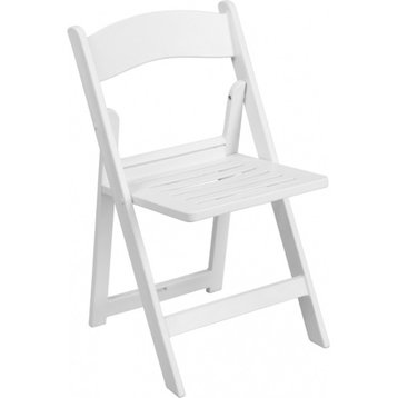 Hercules Series 1000 lb. Capacity White Resin Folding Chair With Slatted Seat