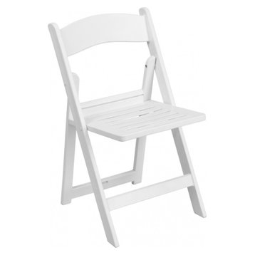 Hercules Series 1000 lb. Capacity White Resin Folding Chair With Slatted Seat
