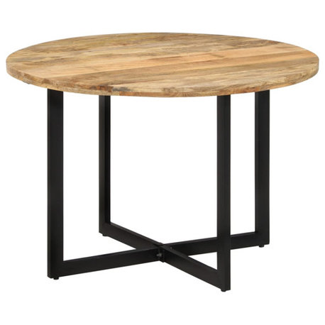 vidaXL Dining Table Brown and black Solid mango wood, powder-coated iron