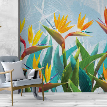 Tropical flowers strelitzia wall mural