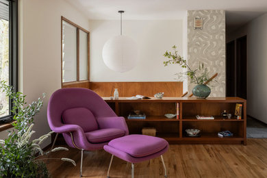 Living room - mid-century modern living room idea in Seattle