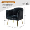 Set of 2 Contemporary Accent Chair, Golden Legs & Channeled Velvet Seat, Black
