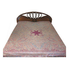 Mogul Interior - Pashmina Blanket Throw Jamawar Cashmere Bedspreads Bedding King - Blankets