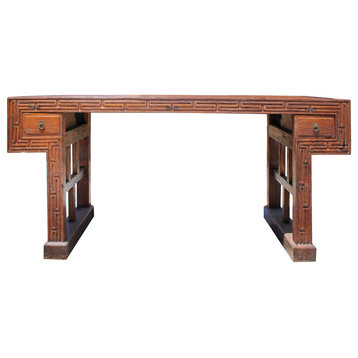 Raw Wood Plank Rectangular Contemporary Wood Base Desk Table Hcs5721