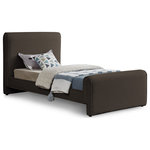 Meridian Furniture - Stylus Black Boucle Fabric Full Bed, Brown, Twin - Make this Stylus boucle fabric bed the focal point of your new bedroom makeover. This lovely bed features an uber modern look with its curved headboard and footboard and its all-over neutral color. Brown boucle upholstery adds a softness to this contemporary design while feeling gentle and welcoming to the skin while you watch TV or read in bed. A sturdy frame adds resilience and long life to the bed's construction for continued enjoyment and performance.