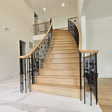 Project #120 | White Oak Staircase with Iron Balusters