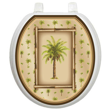 Bahamas Breeze Toilet Tattoos Seat Cover, Vinyl Lid Decal, Bathroom Lid Décor, Round