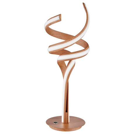 Munich Integrated LED with Touch Dimmer Table Lamp, Light Wood