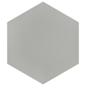 Textile Hex Porcelain Floor and Wall Tile, Silver