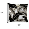 20" X 20" Black And White Blown Seam Throw Indoor Outdoor Pillow
