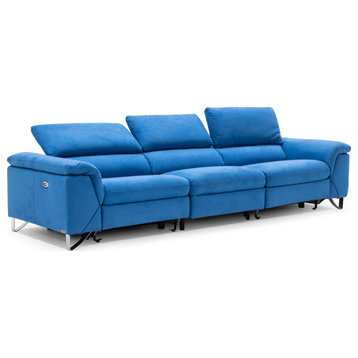 Anaya Modern Blue Fabric Sofa With Electric Recliners