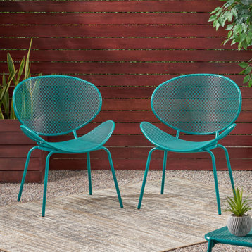 Andre Outdoor Dining Chair, Set of 2, Matte Teal