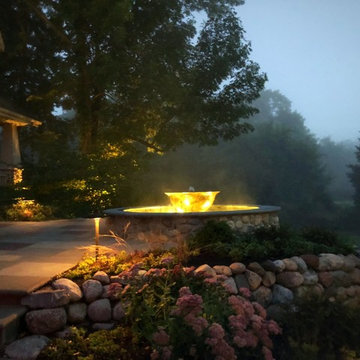 Sugar Kettle Water Feature Illuminated At Dusk