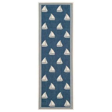 Courtyard Cy7422-258A22, Navy/Beige, 2'7" X 5'0"