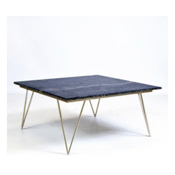 Worlds Away Neal Silver Leafed Coffee Table With Black Marble To - Coffee Tables