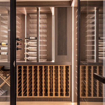 Custom Staircase Glass Wine Cellar & Display Cabinet in Newport Beach