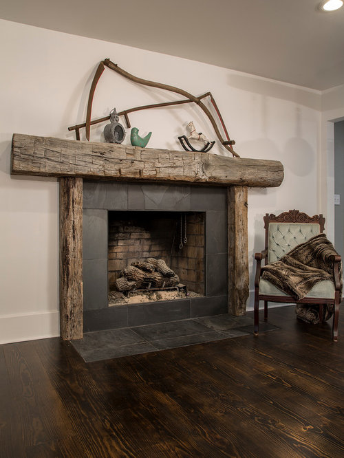Rustikale Esszimmer mit Kaminsims aus Holz Ideen, Design & Bilder | Houzz