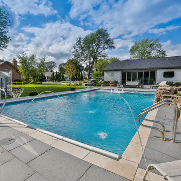 Arlington Heights, IL Swimming Pool and Hot Tub with Jump Rock