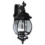 Artcraft - Artcraft Classico AC8491BK Outdoor Wall Light - Classico European styled wall mount exterior fixture with clear glassware in black finish    Additional Product Information: Collection: Classico Item Finish: Black Style: Traditional Outdoor Length (inches): 16 Width (inches): 11 Height (inches): 29.5 Extension (inches): 16 Number of Bulbs: 4 Bulb Type: Candelabra Dimmable?: Yes Max Wattage (Watts): 60 Canopy or Backplate Size (inches): L: 16 1/2, W: 5 Suitable For Locations?: Exterior/Wet Material: Cast Aluminum Country: China